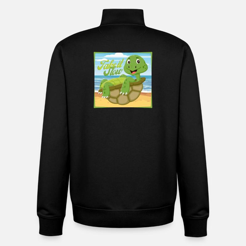 Take it Slow – Chillige Schildkröte - Unisex Organic Zip Sweatshirt von Stanley/Stella - Schwarz