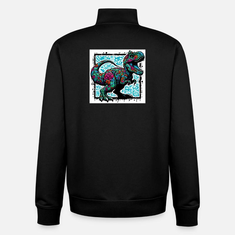 dinosaure - Sweat zippé unisexe en coton bio Stanley/Stella - noir