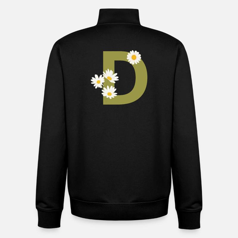 Buchstabe d Grüne Gänseblümchen - Unisex Organic Zip Sweatshirt von Stanley/Stella - Schwarz