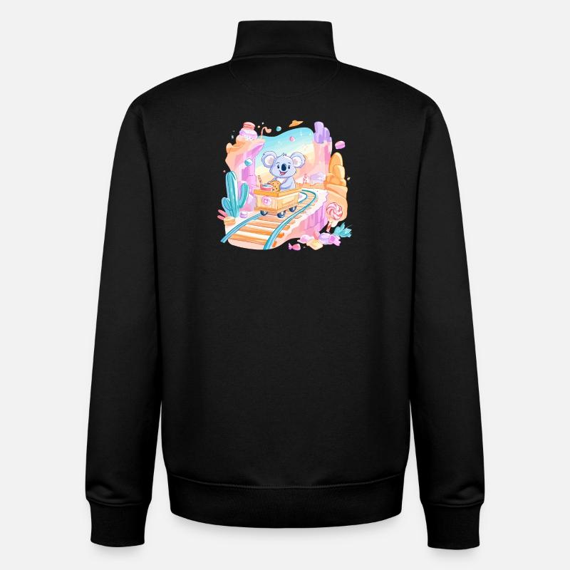 Koala auf Süßigkeitenbahn - Unisex Organic Zip Sweatshirt von Stanley/Stella - Schwarz