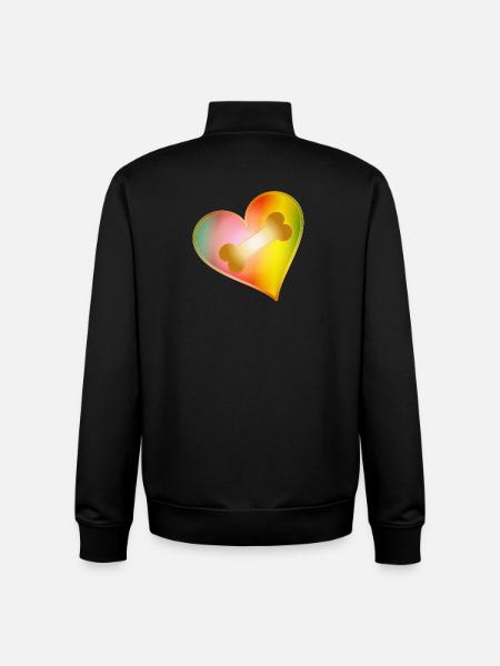 Rainbow Heart with Dog Bones - Unisex Organic Zip Sweatshirt by Stanley/Stella - black