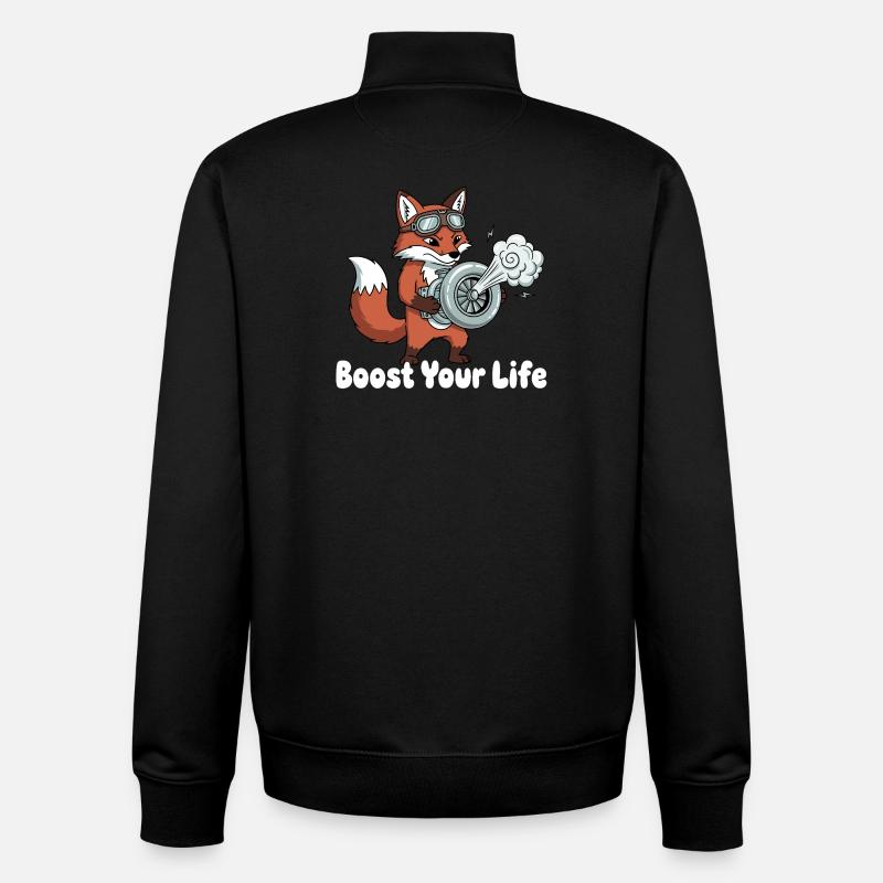 Fox with Jetbike Boost - Unisex Organic Zip Sweatshirt by Stanley/Stella - black