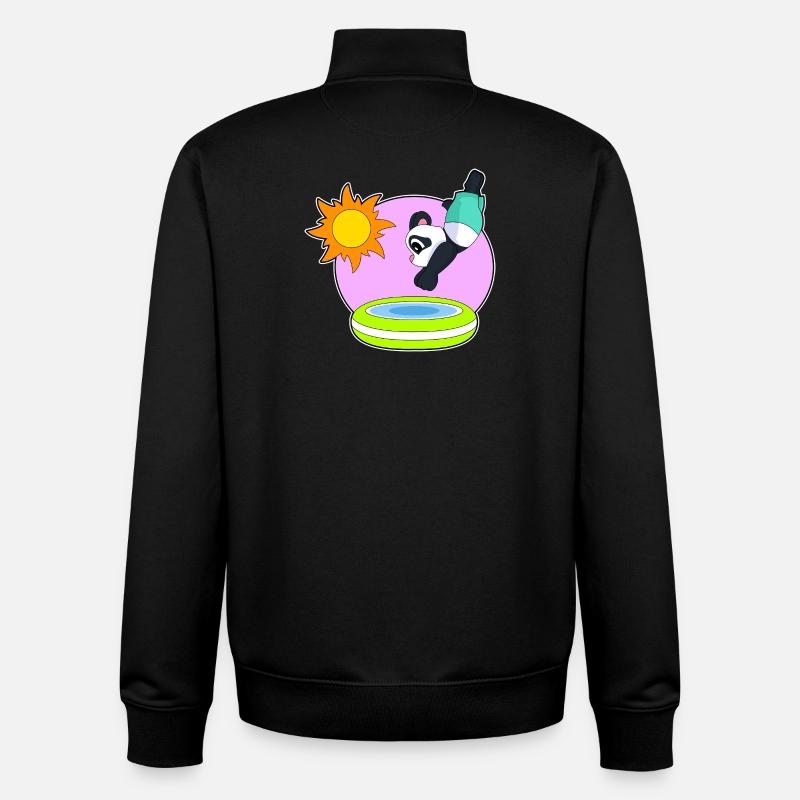 Panda Schwimmen Pool Sommer - Unisex Organic Zip Sweatshirt von Stanley/Stella - Schwarz