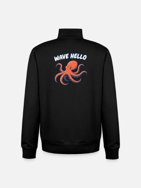 Wave Hello Squid - Unisex Organic Zip Sweatshirt by Stanley/Stella - black