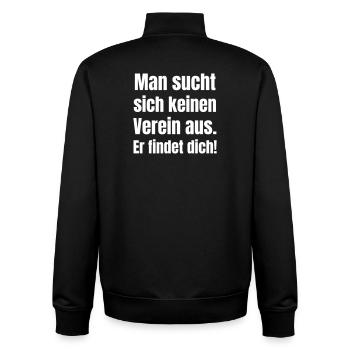 Man sucht sich keinen Verein aus. Er findet dich! - Unisex Organic Zip Sweatshirt von Stanley/Stella - Schwarz - Hinten - AI Model Male 185 light (185cm)