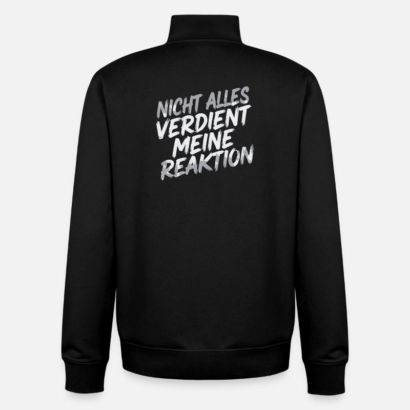 Aucune réaction - je m’en fiche - Sweat zippé unisexe en coton bio Stanley/Stella - noir