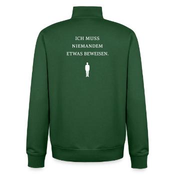 Ich muss niemandem etwas beweisen – Minimal Design - Unisex Organic Zip Sweatshirt von Stanley/Stella - Flaschengrün - Hinten - AI Model Male 185 dark (185cm)