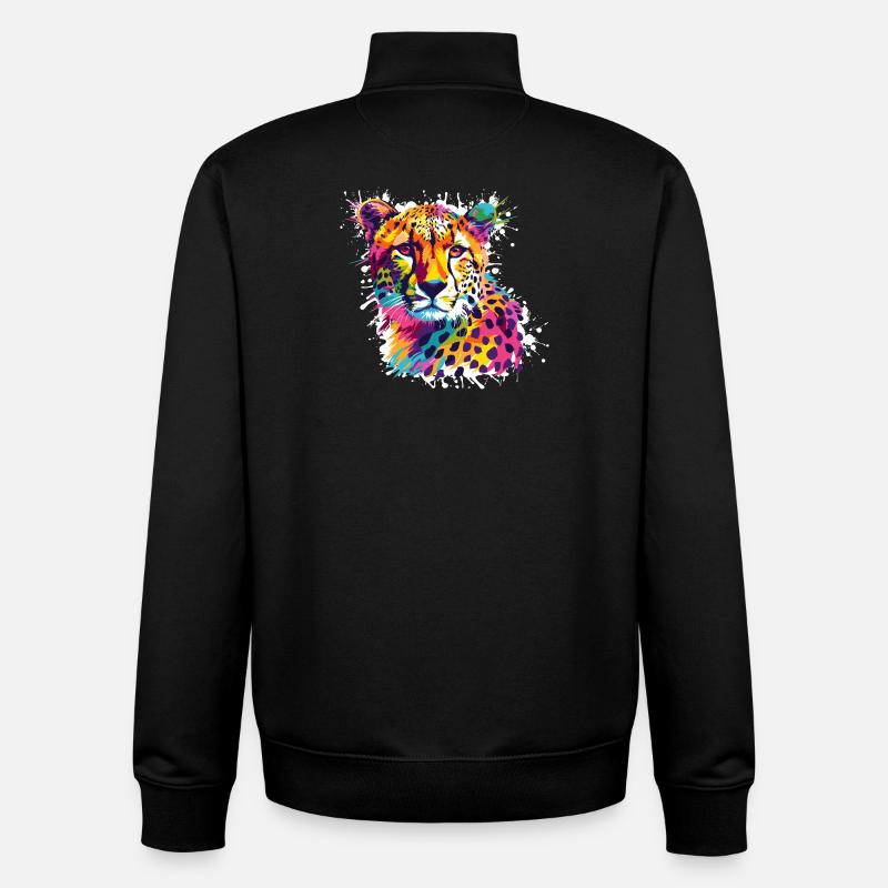 Graffiti léopard guépard - Sweat zippé unisexe en coton bio Stanley/Stella - noir