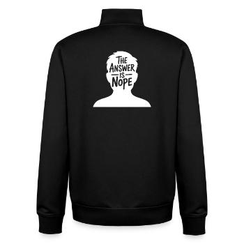 Die Antwort lautet: Nein - Unisex Organic Zip Sweatshirt von Stanley/Stella - Schwarz - Hinten - AI Model Male 185 light (185cm)
