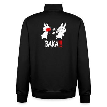 Baka Rabbit Slap Anime Funny Japanese Otaku - Unisex Organic Zip Sweatshirt by Stanley/Stella - black - Back - AI Model Male 185 light (185cm)