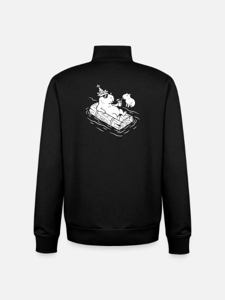 Capy Party on the Raft - Unisex Organic Zip Sweatshirt by Stanley/Stella - black