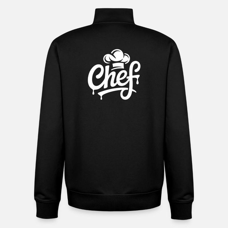 Lettrage du logo du chef - Sweat zippé unisexe en coton bio Stanley/Stella - noir