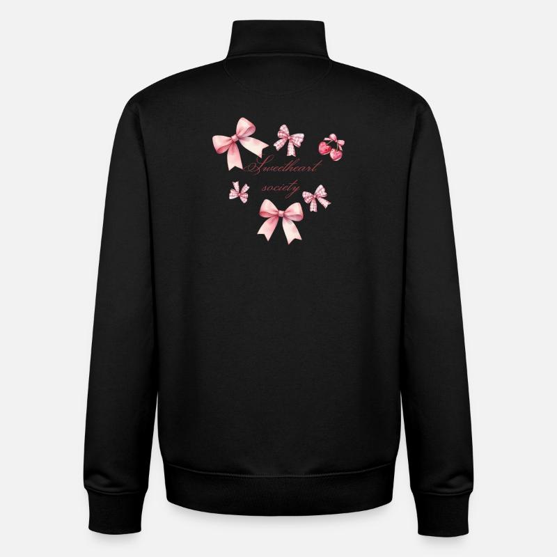 Boucles roses adaptées au cœur - Sweat zippé unisexe en coton bio Stanley/Stella - noir
