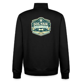 Hundhaar Egal Spruch Schild - Unisex Organic Zip Sweatshirt von Stanley/Stella - Schwarz - Hinten - AI Model Male 185 light (185cm)