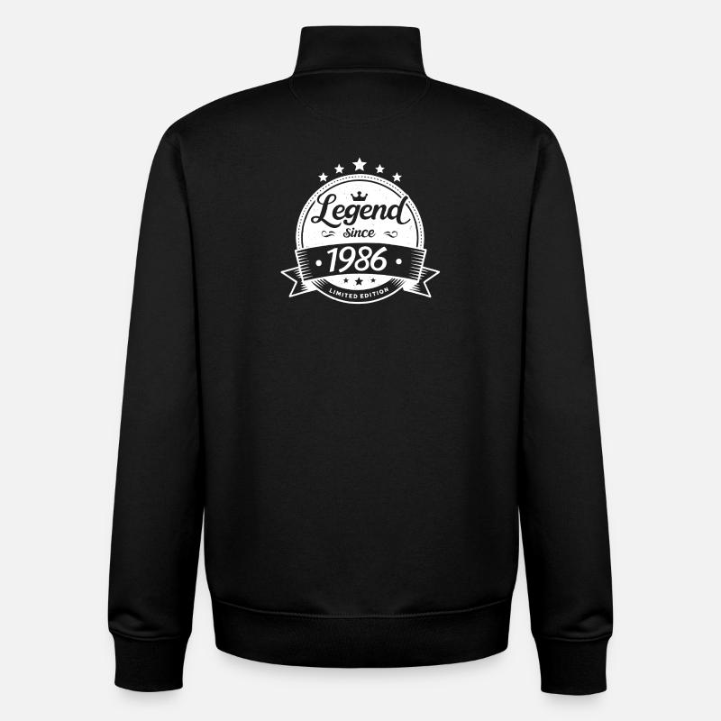Légende depuis 1986, blanc - Sweat zippé unisexe en coton bio Stanley/Stella - noir
