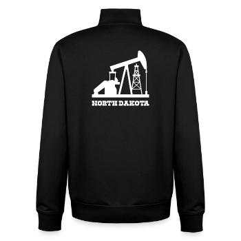 North Dakota Oilfield Pumpjack Design - Unisex Organic Zip Sweatshirt by Stanley/Stella - black - Back - AI Model Male 185 light (185cm)