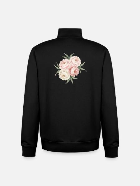 Peonies Bouquet in Pink - Unisex Organic Zip Sweatshirt by Stanley/Stella - black