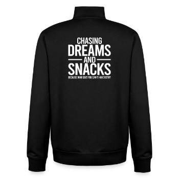 Poursuite des rêves et des en-cas - Sweat zippé unisexe en coton bio Stanley/Stella - noir - Dos - AI Model Male 185 light (185cm)