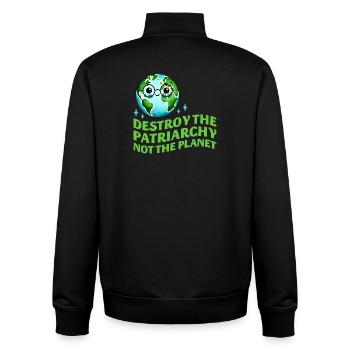 Zerstöre das Patriarchat, nicht den Planeten Ökofeministisch - Unisex Organic Zip Sweatshirt von Stanley/Stella - Schwarz - Hinten - AI Model Male 185 light (185cm)