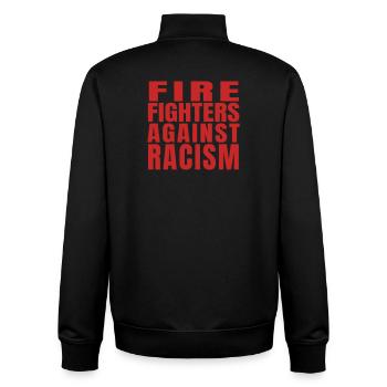 Firefighters Against Racism Block Red - Unisex Organic Zip Sweatshirt by Stanley/Stella - black - Back - AI Model Male 185 light (185cm)