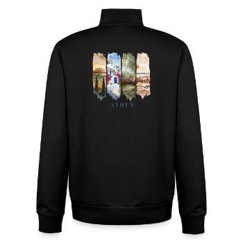 Design d’Athènes – Motif de voyage en Grèce - Sweat zippé unisexe en coton bio Stanley/Stella - noir - Dos - AI Model Male 185 light (185cm)