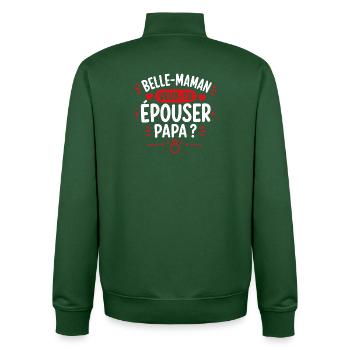Belle-maman: veux-tu épouser papa ? - Sweat zippé unisexe en coton bio Stanley/Stella - vert bouteille - Dos - AI Model Male 185 dark (185cm)