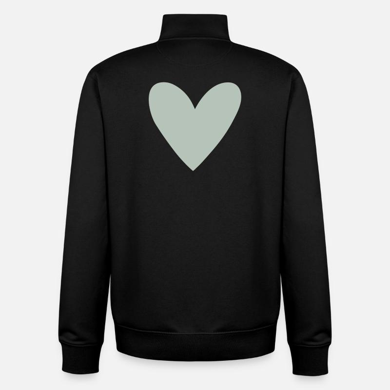 Vert Cœur Sauge - Sweat zippé unisexe en coton bio Stanley/Stella - noir