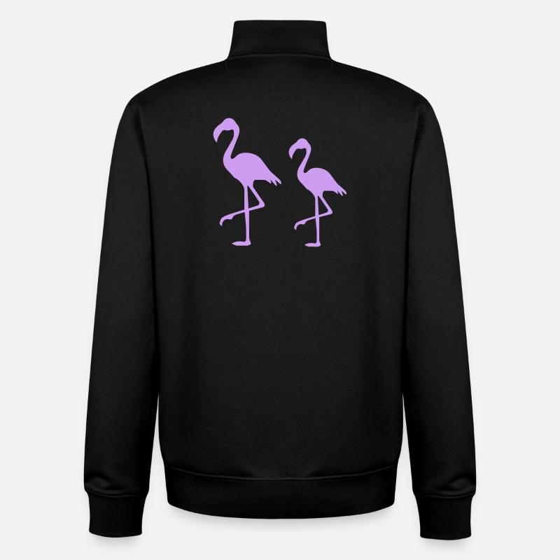 Silhouettes de Deux Flamants Rose - Sweat zippé unisexe en coton bio Stanley/Stella - noir