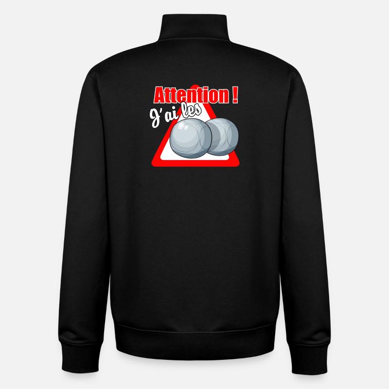 Attention j'ai les boules ! - Sweat zippé unisexe en coton bio Stanley/Stella - noir