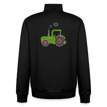 Tracteur vert - Sweat zippé unisexe en coton bio Stanley/Stella - noir - Dos - AI Model Male 185 light (185cm)