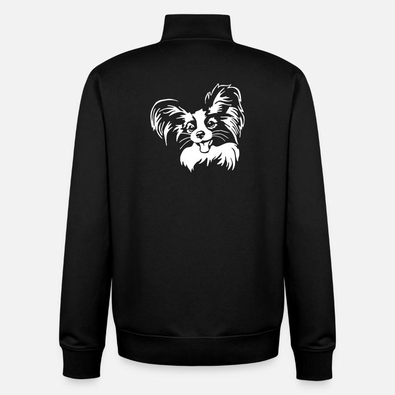 Papillon head "Black Edition" - Unisex Organic Zip Sweatshirt by Stanley/Stella - black
