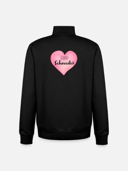 Große Schwester Herz - Unisex Organic Zip Sweatshirt von Stanley/Stella - Schwarz