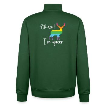 Pride Month LGBTQ - Oh Deer I'm Queer! - Unisex Organic Zip Sweatshirt by Stanley/Stella - bottle green - Back - AI Model Male 185 dark (185cm)