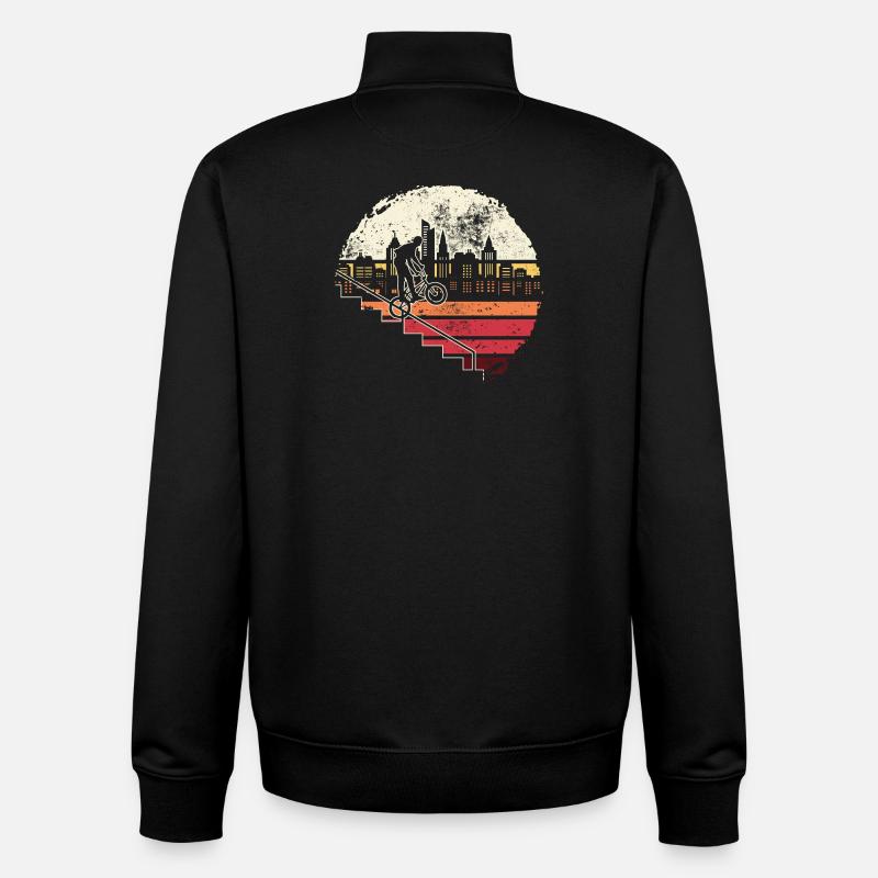 Urban Skyline Einrad Glow - Unisex Organic Zip Sweatshirt von Stanley/Stella - Schwarz