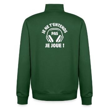game console, geek, gamer - Unisex Organic Zip Sweatshirt by Stanley/Stella - bottle green - Back - AI Model Male 185 dark (185cm)