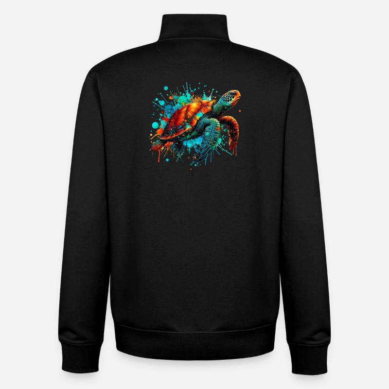 Tortue - Sweat zippé unisexe en coton bio Stanley/Stella - noir