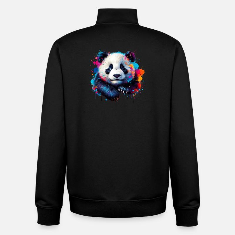 Panda - Unisex Organic Zip Sweatshirt by Stanley/Stella - black