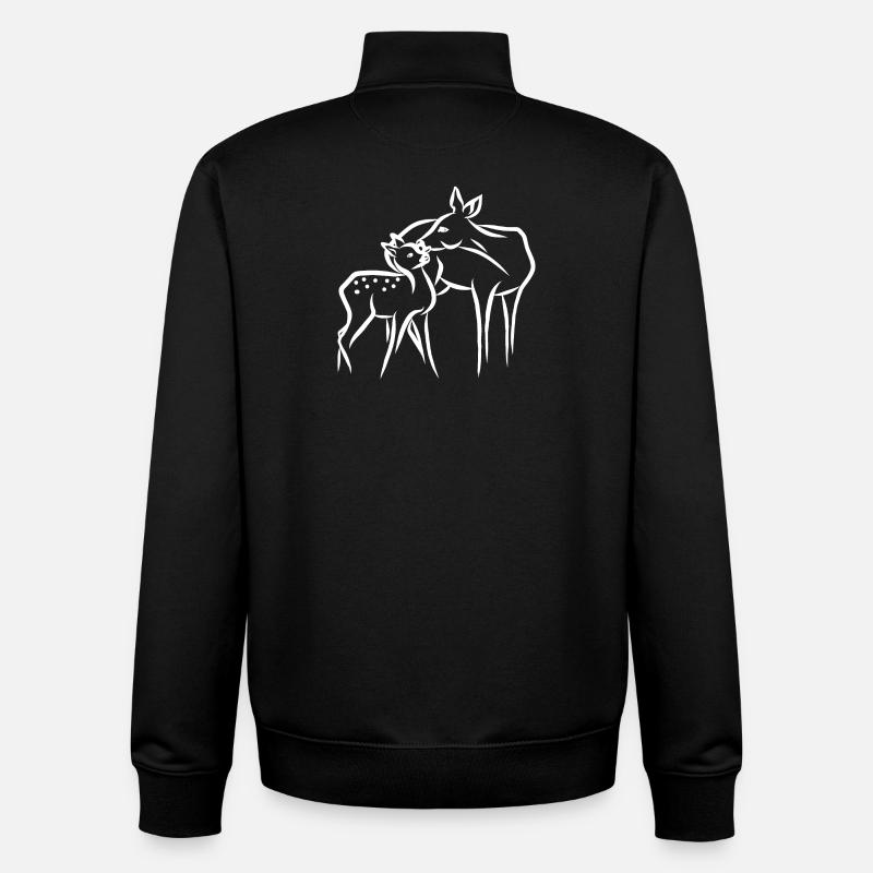 Chevreuil au faon - Sweat zippé unisexe en coton bio Stanley/Stella - noir