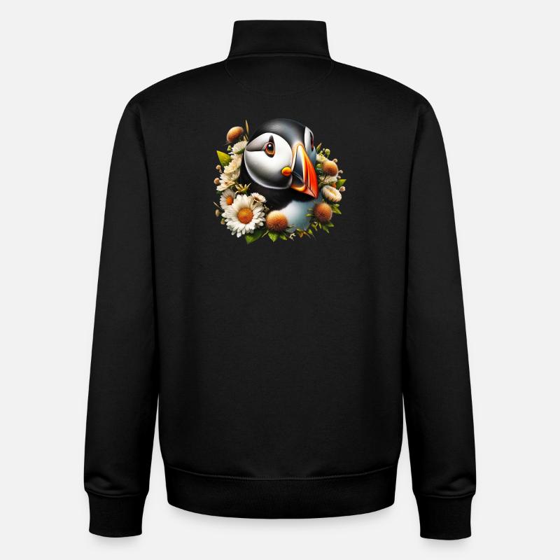 Macareux - Sweat zippé unisexe en coton bio Stanley/Stella - noir