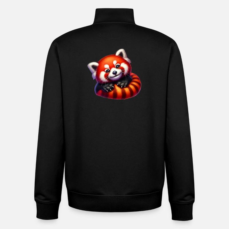 Red panda - Unisex Organic Zip Sweatshirt by Stanley/Stella - black