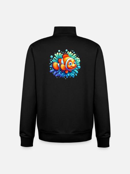 Poisson-clown - Sweat zippé unisexe en coton bio Stanley/Stella - noir