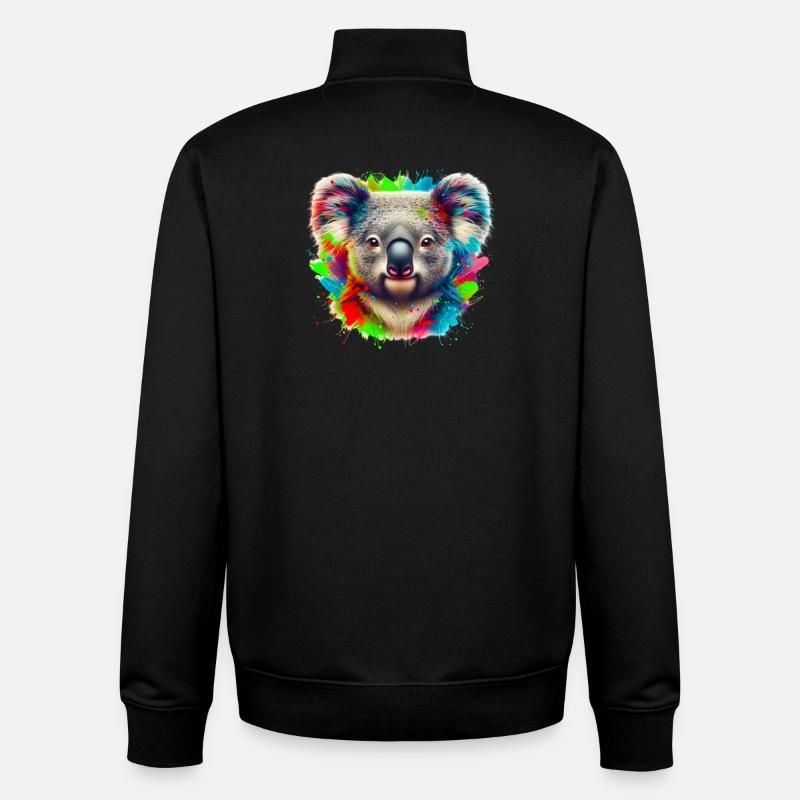 Koala - Sweat zippé unisexe en coton bio Stanley/Stella - noir