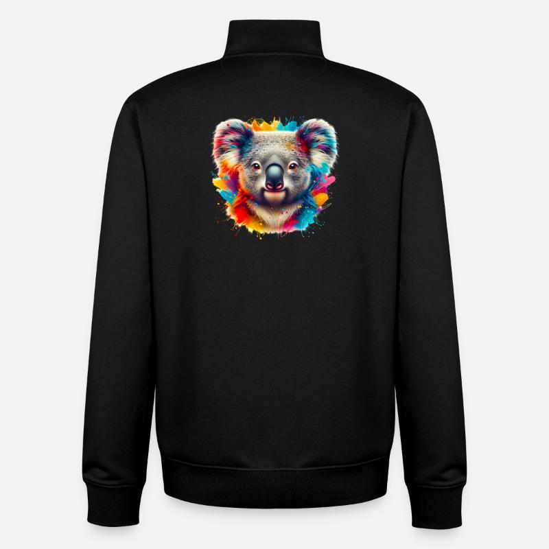 Koala - Sweat zippé unisexe en coton bio Stanley/Stella - noir