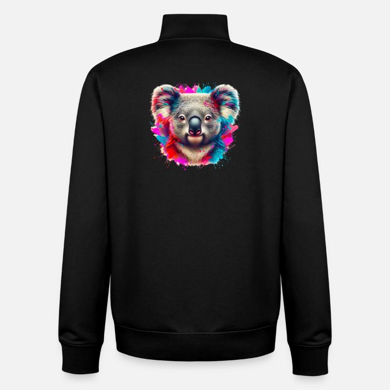 Koala - Sweat zippé unisexe en coton bio Stanley/Stella - noir