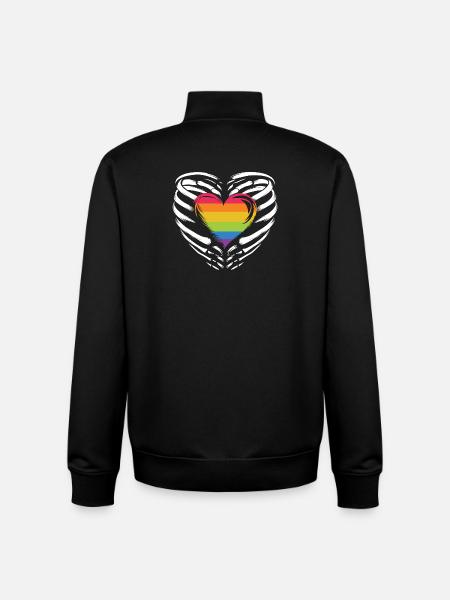 LGBTQ Pride Month - Rainbow Heart - Unisex Organic Zip Sweatshirt by Stanley/Stella - black