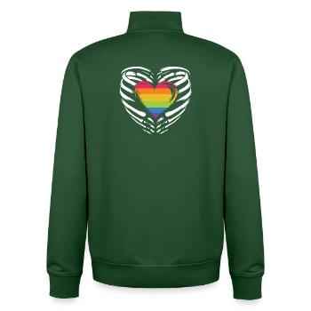 LGBTQ Pride Monat - Regenbogenherz - Unisex Organic Zip Sweatshirt von Stanley/Stella - Flaschengrün - Hinten - AI Model Male 185 dark (185cm)
