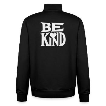 Be kind slogan with heart - Unisex Organic Zip Sweatshirt by Stanley/Stella - black - Back - AI Model Male 185 light (185cm)