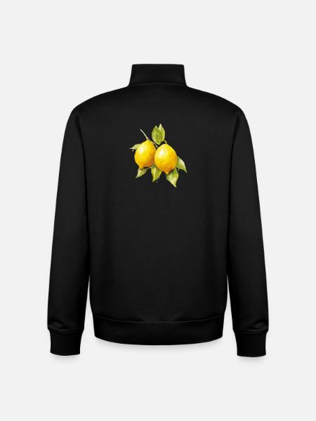 Zitronen mit Blättern - Frisches Retro-Design - Unisex Organic Zip Sweatshirt von Stanley/Stella - Schwarz
