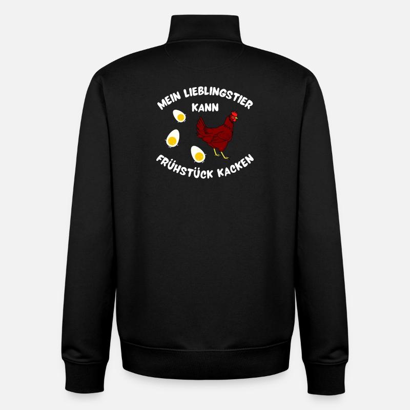 Hühnchen mit Frühstücksfreude Design - Unisex Organic Zip Sweatshirt von Stanley/Stella - Schwarz