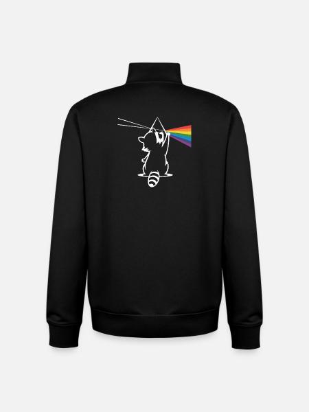 Raccoon with prism and rainbow spectrum - Unisex Organic Zip Sweatshirt by Stanley/Stella - black